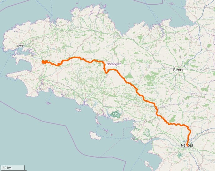 Carte du Canal de Nantes à Brest